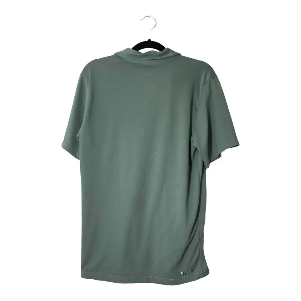 The North Face Mens Polo Shirt Snap Small Flash Dry Olive Green Short Sleeve
